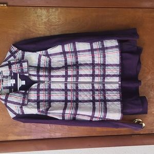 Christopher and Banks purple plaid vest with long sleeve purple shirt XL